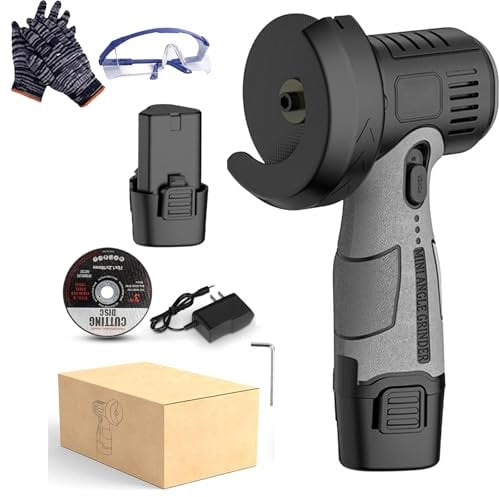12V Mini Angle Grinder with Cutting Disc, Portable Cordless Cut Off Tool – 15,000 RPM Handheld Grinder for Metal & Wood for Cutting, Grinding & Polishing (One Battery)