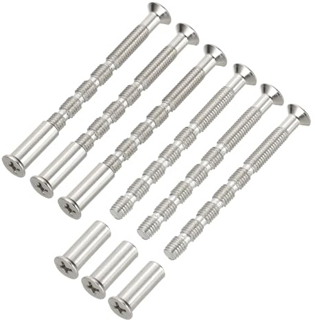 PATIKIL Door Handle Screws M5x60, 6 Set Cabinet Handle Break Away Screws for Drawer Pull with M5x17 Sleeve Slub Bolt for Door Lever Knob