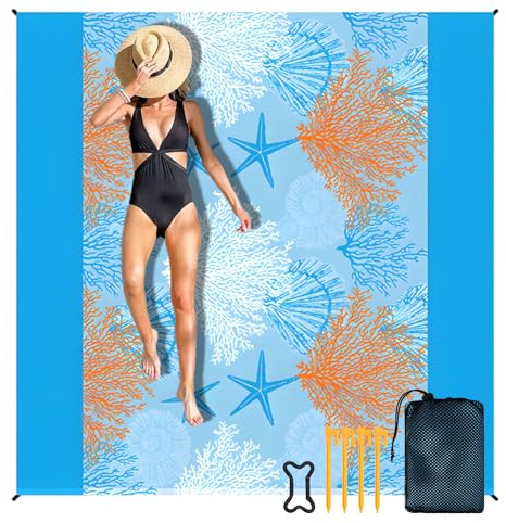 WEFHEF 200X200cm Stranddecke Sandfrei Strandmatte Picknickdecke Sandfeste Sanddecke Sandmatte Strandtuch Picknickmatte Sanddicht Beach Mat Picnic Blanket Camping Decke Strandzubehör XXL Extra groß