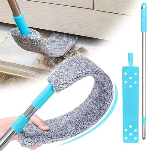 Retractable Gap Dust Cleaner, Duster Flat Mop Extendable up to 125 cm, Flexible, Wet or Dry, Stick, Dust, Mop, Retractable Gap Dust Cleaner for Under Sofa, Cabinets, Bed