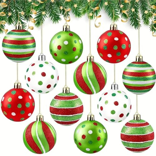 24-Piece Christmases Tree Decorations, Set of 8cm Christmas Baubles, Shatterproof Christmas Tree Decorations for Holiday Decor, Festive Ornaments for Family and Party, Gift giving