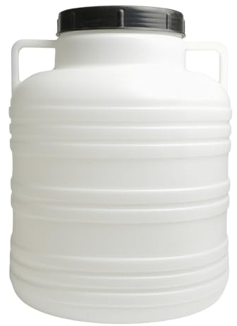 Food-Safe Plastic Barrels with Screw-On Lid – Durable Storage Drum for Fermentation, Water, and Food, Lightweight with Handles (40L Round Barrel)