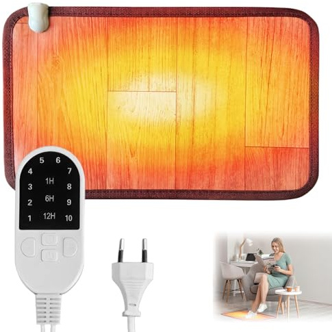 CLIUNT Beheizte Bodenmatte für Fuß, 220V Heizmatte Füße, 35 x 50 cm Kohlenstoffkristall Heizpad mit 10 Heizstufen und 3 Timern, Elektrisch Beheizte Fußwärmer für Büro, Haus