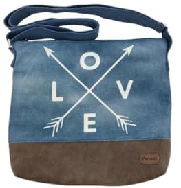 Damen Umhängetasche » Maritimer Vintage Stil » Weiß/Blau/Braun ca. 28 x 32 cm » Damen Handtasche » maritime Tasche mit Schultergurt