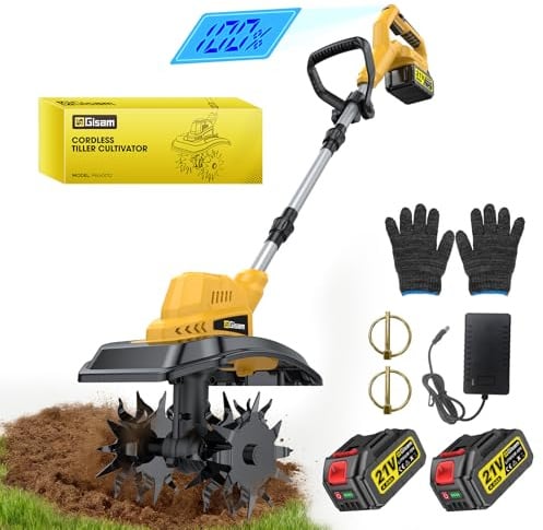 Akku-Bodenhacke Motorhacke für Makita 18V Akku, 400 U/min Elektro-Bodenhacke mit 2 × 4,0-Ah-Akku, 23 cm Breite&21 cm Tiefe, Klappbare Gartenfräse für Gartenfräse zum Umgraben und Auflockern