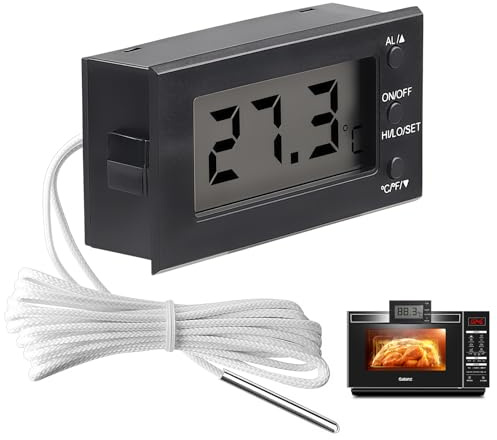 Oven Thermometer Digital for Inside Oven Thermometer Resistant 300°C Instant Read Food Temperature Probe Oven Proof Smoker, BBQ, Oil, Milk, Deep Frying, Baking, Pizza, Meat Digital with Timer Alarm