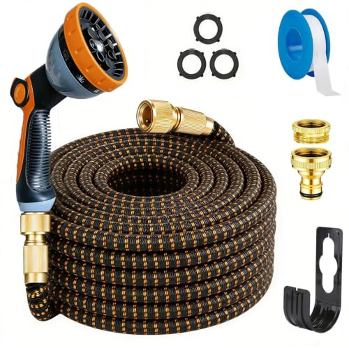 Expandable Garden Hose 25ft, Hosepipes for Garden, Hose Pipe with 10 Function Nozzles,Leak-Proof Metal Interface,Kink Free,Wear-Resistant,Hosepipe for Car Wash,Yard,Lawn