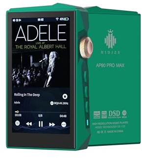 Hidizs AP80 PRO MAX Lettore MP3 con Bluetooth, WLAN, Streaming Hi-Res, DLNA e AirPlay Wireless, Due Chip DAC ES9219C, DAP, MQA 16X, DSD256256 nativo e PCM 32bit/384kHz, Supporto SD fino a 2 TB, Verde