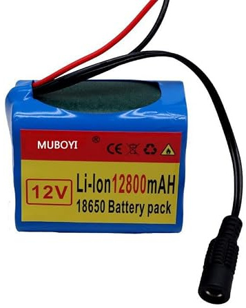 MUBOYI Batteria al Litio 3S2P 12V 12800mAh Batteria Ricaricabile Batteria al Litio con BMS+Ricarica