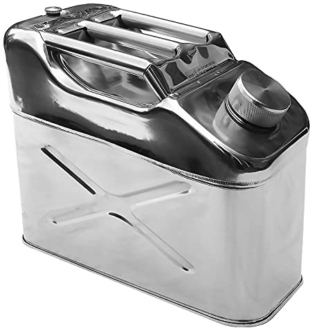 WINCHMAX Jerry Can 10ltr. High Grade 304 Polished Stainless Steel. For Fuel, Petrol, Diesel or Water. Perfect for Racing, Aviation or Marine use. Standard Pattern.