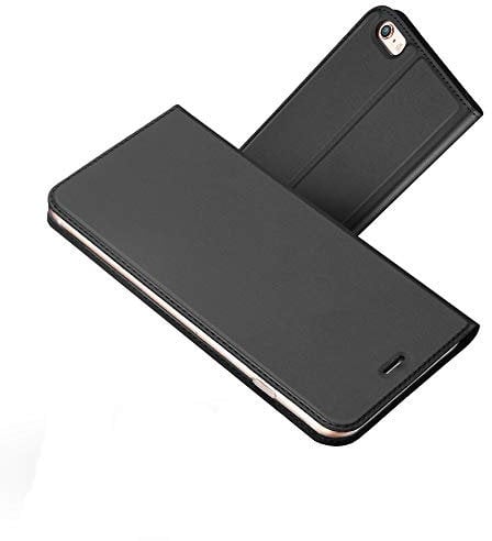 Radoo Coque pour iPhone 6, Ultra-Fine, en Simili-Cuir de première qualité, Housse à Rabat Type Portefeuille, étui de Protection à clapet, pour Apple iPhone 6/iPhone 6S 4,7 - Gris/Noir