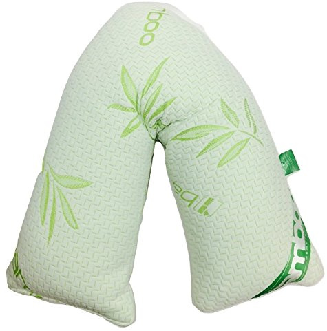 Penthouse Sleep Oreiller en forme de V en mousse à mémoire de forme de bambou extra ferme pour réduire les douleurs cervicales - Housse amovible incluse