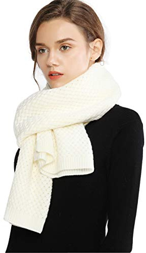 RIIQIICHY Ladies Winter Scarf Women Warm Chunky Fluffy Knitted Thick Pashmina Shawl Wraps