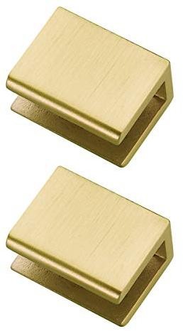 Orhemus 2pcs Adjustable 304 Stainless Steel Glass Clamp Clip Shelf Brackets Holder Support 0.23-0.35, Brushed Gold Finished Heavy Duty