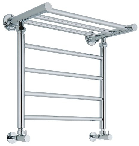 MILANO Chrome Ladder Style Heated Towel Rail Heated Shelf 494 x 532mm | Steel Construction. Generous Heat Output. Traditional Style. Straight Bar Design. Central Heating Operation.