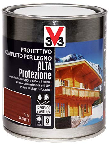 V33 Protettivo Completo per Legno a Solvente Alta Protezione Teak 0,75 L