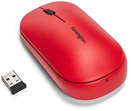Kensington Mouse wireless doppio SureTrack - Design ambidestro e sottile, Per laptop, scrivanie o home office, Compatibile con Chrome, Mac, Windows & Android, Rosso (K75352WW)