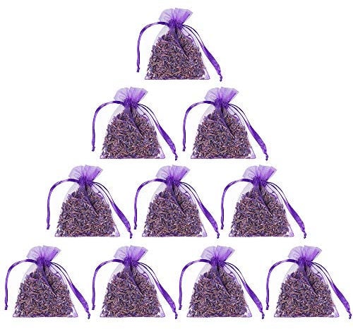 YASQZ Paquete de 10 Bolsas de Lavanda - 100g de Flores Secas Naturales para Polillas, Ambientadores de Armario, Ropa, Cajones - Bolsitas Aromáticas