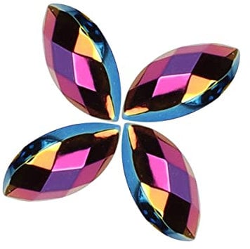 1000 Stück Strasssteine zum Aufkleben, 3 x 6mm AB Klar Flatback Acrylharz Wassertropfen Glitzersteine Deko Kristall Strass für DIY Handwerk Kleidung Tasche Schuhe Dekoration, Schwarz