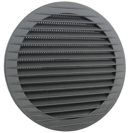 MKK Griglia di ventilazione per esterni, protezione dagli insetti, colore bianco, grigio, marrone, antracite, rosso mattone, 60, 70, 80, 90, 100, 110, 120, 125, 150, 160 mm, grigio, Ø 160 mm