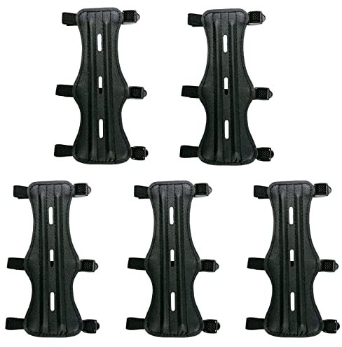 Zelerdo Armschützer für Bogenschießen, Leder, Unterarmschutz, verstellbar, 5 Stück