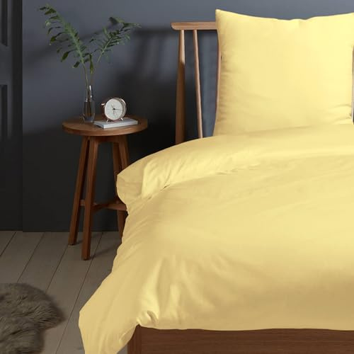 Pizuna Bettwäsche 155x200 + 80x80 Baumwolle Mildes Gelb 400 Fadenzahl | 2-Teilig 100% Langstaple Baumwolle Bettbezug und Kissenbezug, Mako Satin Bettwäscheset 155x200 + 80x80 Mako Satin
