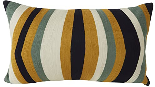 Premier Housewares Stripes Design Cushion, Unique Textile, Sofa Cushions, Versatile, Contemporary Accent Piece, Vibrant Colors, Soft Fabric, W50 x D30 x H5cm