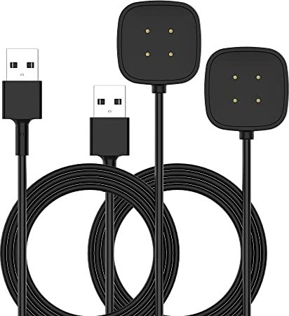 Ladekabel Kompatibel mit Fitbit Versa 4/3 Fitness Ladestation für Fitbit Sense 2/Sense Kabel 100Cm (2 Stück schwarz)