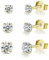 Silberne Ohrstecker für Damen | 925 Sterling Silber Ohrstecker Set | Kleine Helix Tragus Knorpel Ohrringe | 3 Paar Zirkonia Gold Ohrstecker für Frauen Mädchen (2/3/4 mm)