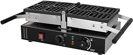 Gofrera Eléctrica, Termostato Regulable con Revestimiento Antiadherente 50~300℃ Plancha para Waffle, Waflera Profesional para Belga Gofres, Placas Profundas, Indicador Luminoso,Style2