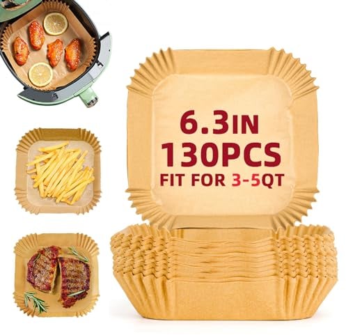 Katbite Air Fryer Liners Disposable, Non-Stick Air Fryer Parchment Paper Liners, Oil-Proof Water-Proof Round Air Fryer Liners for Cooking, Baking (6.3inch 130pcs)