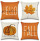 OCEUMACO Leinen Kissenbezug 50x50 Herbst Kissenhülle 4er Set Quadratisch Sofakissen Dekokissen Bezug für Couch Ahornblatt Kürbis Kissen Kissenbezüge Outdoor Deko Zierkissen Couchkissen - Orange