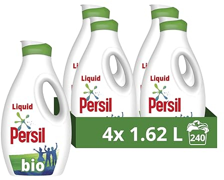 Persil Bio Laundry Washing Liquid Detergent stain removal first time 100% recyclable bottle 4x 1.62 L (240 washes)