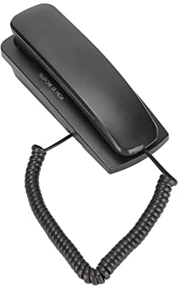 Kabelgebundenes Festnetztelefon für Zuhause, an der Wand Montierbares Schnurgebundenes Telefon mit Stummschaltung, Wahlwiederholungsfunktion, Schnurgebundenes Telefon mit Ovaler Taste und(Schwarz)