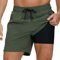 Badehose für Herren mit Kompression Mesh-Futter, 2 in 1 Schnelltrocknend Badeshorts Kurz, Verstellbar Tunnelzug Tasche Männer Schwimmhose Boardshorts für Strand Surf Sport Freizeit S Military Green