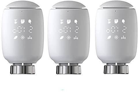 MincoHome Zigbee Thermostat Radiator Valve Actuator LED Display WIFI Smart TRV Temperature Controller Compatible with Alexa Google Assistant (Thermostat Radiator Valve × 3)