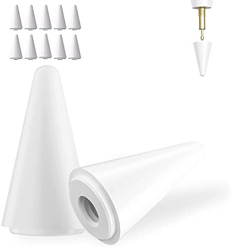 TaIYanG Stylus Ersatzspitzen für Apple Pencil Spitzen, 10 Stück, Weiß (Universal mit schwarz/rosa/lila Spitzen)