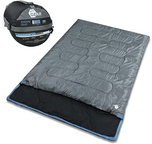 your GEAR 2 Mann Schlafsack Marin -7°C Deckenschlafsack 220x150 cm Doppelschlafsack 3-4 Jahreszeiten Blau Grau