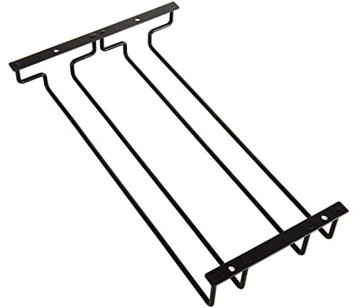 Dianoo 35,5 CM nero vino bicchiere scaffale, sotto il supporto di bicchieri da vino, appeso Stemware Rack per armadio cucina bar, 2 file