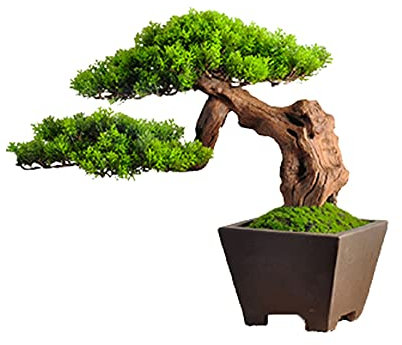 HASMI Künstliche Bonsai Künstliche Bonsai Begrüßungskiefer, 15 Zoll Simulation Topfpflanze Dekoratives Bonsai, Büro, Shop Dekorative Geschenke Künstliche Pflanze