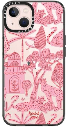 CASETiFY Kompakte iPhone 13 Hülle [2X Militärqualität Fallgetestet / 1,2 m Fallschutz] – Gepard Paradise Pink – Klares Schwarz, (CTF-25596506-16005118)