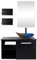 YU YUSING Juego de Muebles de baño, Armario para Debajo del Lavabo, Armario de baño con Espejo, Mueble de baño con Lavabo, Armario con Espejo, 2 estantes de Pared, Juego de Grifo (Multicolor)