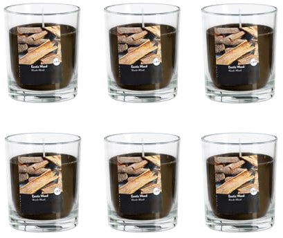 Duftkerze im Glas - Kerze, Advent, Raumduft - Kein Ruß - Brenndauer: 25 Std. - viele Duftaromen – 7,0 x 7,7 cm (Braun - Duft: Tropenholz)