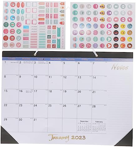 EXCEART 1 Satz Wandkalender 2023 Kalender für 2022 und 2023 Wandkalender für den Schreibtisch Bürokalender bastelkalender selbstgestalten Schreibtischaufsatz Tischdekoration Spiral-, golden