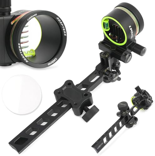 SHARROW Bogenschießen Bogenvisier für Compoundbogen 5 Pin Compound Bogen Visier Micro Einstellbar Aluminium Jagdvisier mit 4X 6X 8X Linse Verfügbares (Langer Stange, Visier mit 4X Linse)