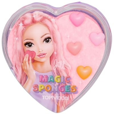 Depesche 12822 TOPModel - Herzschwämmchen Beauty and Me, magische Schwämme in Rosa und Lila, Herz Box mit 12 Schwämmen für die Gesichtsreinigung