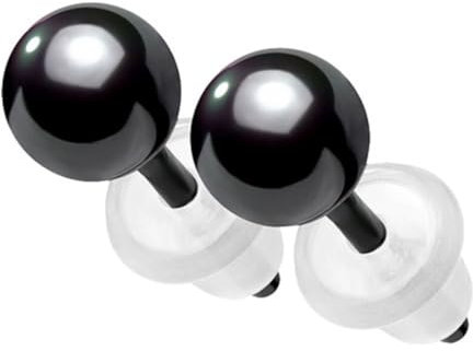 Taffstyle Ohrhänger Schmuck 1 Paar Kugel Ohrstecker aus Keramik Damen Ohrringe 4mm | Schwarz