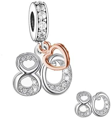 Generic 80th Birthday Charm Pandora Fitting Gift For Mum Grandma 925 Silver Rose Gold Bracelet