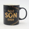 Son Mug Gifts Stylish Presents Thoughtful Gifts for Son Cup Quality Bone China Mug Gold and Black Best Son Birthday