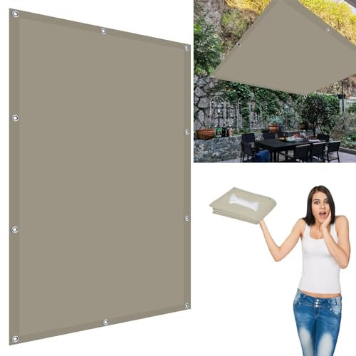 Sonnensegel Wasserdicht 4.1 x 4.7 m Markise Balkonsegel Viele Farben für Außenbereich,Garten, Khaki